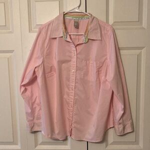 Old Navy women’s plus 2X gingham pink button down shirt ‘06 classic feminine